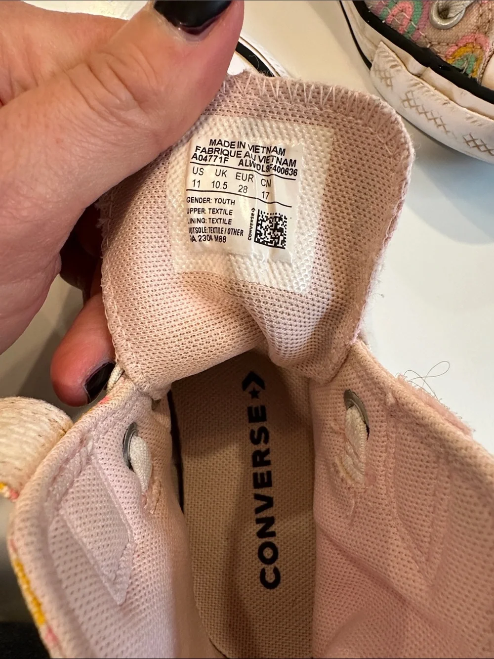 Converse All Stars Pink Canvas High-Top Sneakers with Rainbow Print